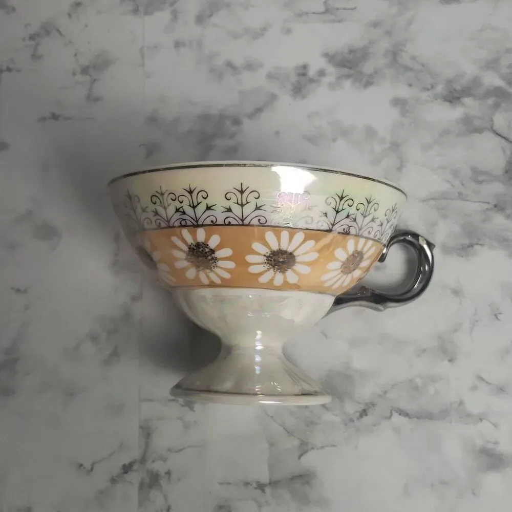 Vintage Lusterware Orange Pedestal Tea Cup